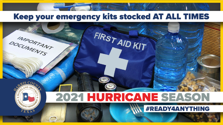 ReadyHarris's tweet photo. We are finally approaching the end of #HurricaneSeason2021โฆ. But donโt let that fool you! You need to keep your emergency kits stocked AT ALL TIMES so that you are #Ready4Anything. Here is what you need: https://t.co/HbziPDrH6z
#ReadyRoundtheClock https://t.co/CrGDJD7jvW