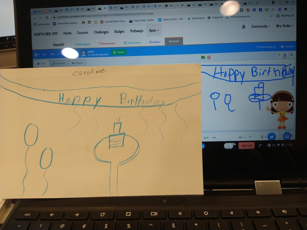 NSComputerTech's tweet image. @NSComputerTech ss taking their hand drawn pictures and recreating it in @kid_OYO . Drawing tools review in Hatch.
@NorthSideEW @EWSDTech