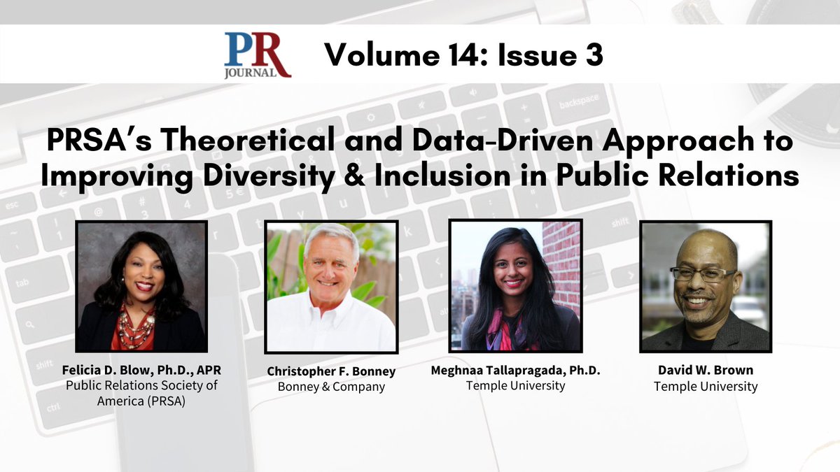 InstituteForPR's tweet photo. In the latest issue of the #PRJournal, @FeliciaBlow Christopher F. Bonney, @tmeghnaa, and @revdavidwbrown explain how @PRSA approaches improving DE&amp;I efforts in public relations. Read it here: https://t.co/l8IgKqLOLC https://t.co/aELDXcATtJ