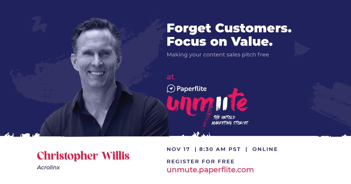 paperflite's tweet photo. Sorry to break your heart buddies, but NOBODY WAKES UP AND LOOKS FORWARD TO YOUR SALES PITCHES.

Your *subtle* pitch in the content you create? Not so subtle.

Join Christopher Willis to discover the better way to content marketing.

Tickets: https://t.co/0uMJQqxd8Z

#paperflite https://t.co/DEfZhIm2TF