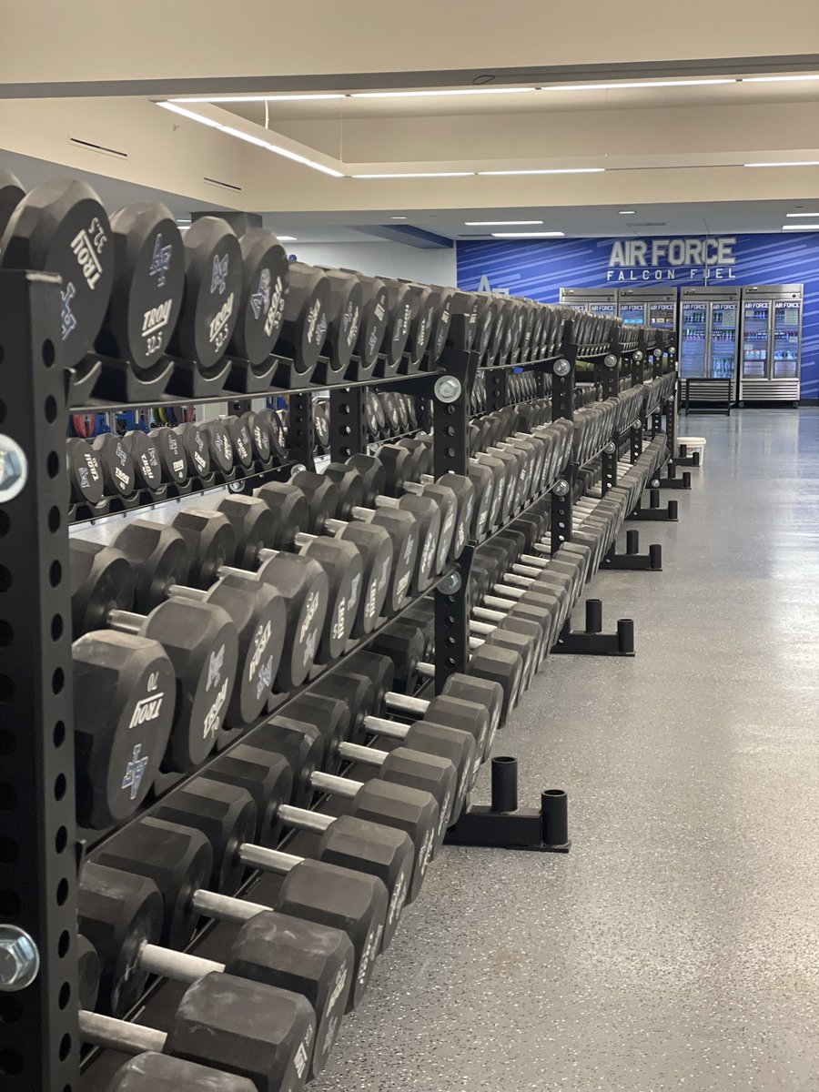 AF_SportsMed's tweet photo. New DB racks installed! Who is ready to get pumped for the weekend?! 🦾 #gains #swolehouse #letsfly https://t.co/WzZ5qkWA1n
