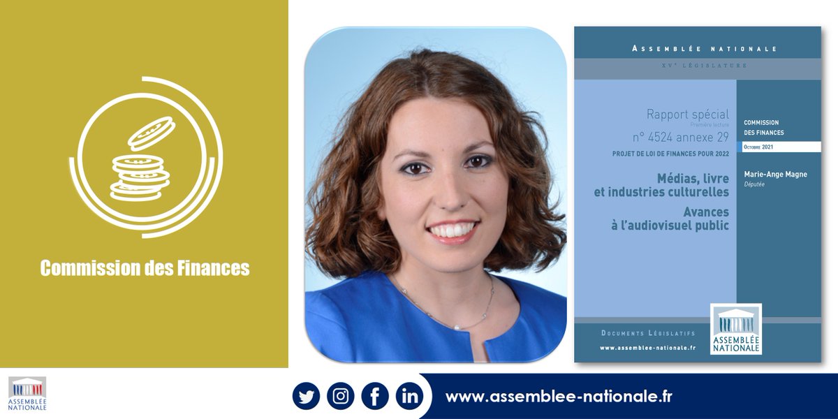 #PLF 2022 Le rapport de <a href="/MarieAngeMagne/">Marie-Ange Magne</a>, rapporteure spéciale sur les médias, les livres et l'industrie culturelle est en ligne à l’adresse suivante : 
assnat.fr/xD1HSN