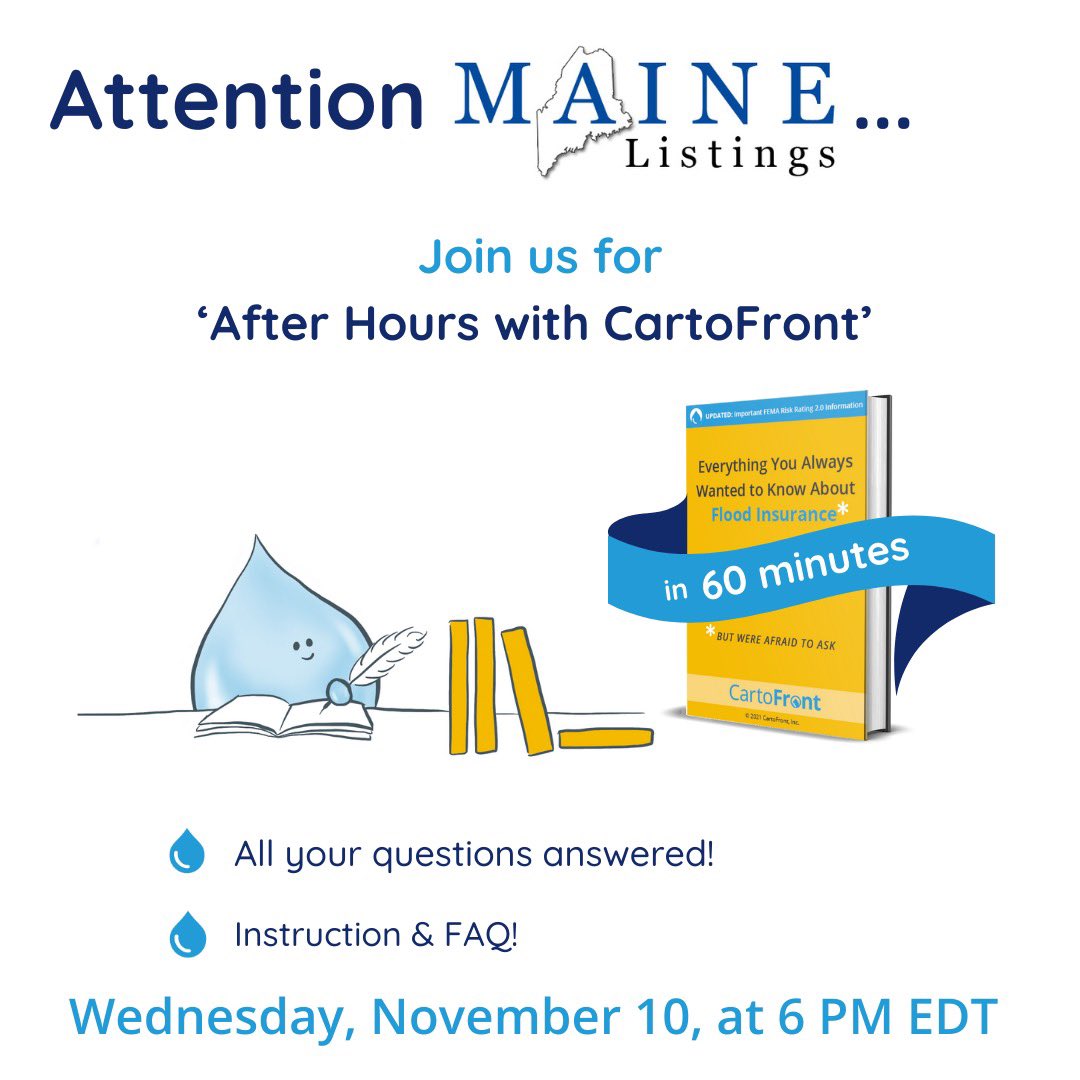 Hey <a href="/mainelistings/">Maine Listings</a>! 

You asked, and we listened! We’ve added more training sessions with flexible times. Join us for ‘After Hours with CartoFront’! Our next session is Wednesday, November 10, at 6:00 PM EDT. Sign up at [bit.ly/CFMaineTrainin…]. 

•
•
•
#CartoFront