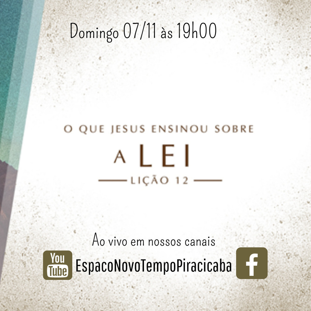 Espaco_NT's tweet photo. // Ensinos de Jesus \\ - A Lei de Deus é a expressão exata de seu caráter. Cristo cumpriu a Lei quando esteve na Terra e nos ensinou lições importantes sobre ela. Quer saber mais? 

Neste domingo temos um encontro especial! 

Esperamos por você :) https://t.co/lqX16wyYq0 https://t.co/mHoZbDXCeM