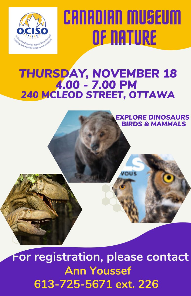 OttawaOCISO's tweet photo. OCISO's #FriendsoftheFamily program is inviting newcomers to its November event!

If you are a permanent resident, an international student, a protected person, or a refugee, please join us at the @MuseumofNature on November 18. 

Please call 613-725-5671 x 226 to register. 🙌 https://t.co/qL2bmeVmsP