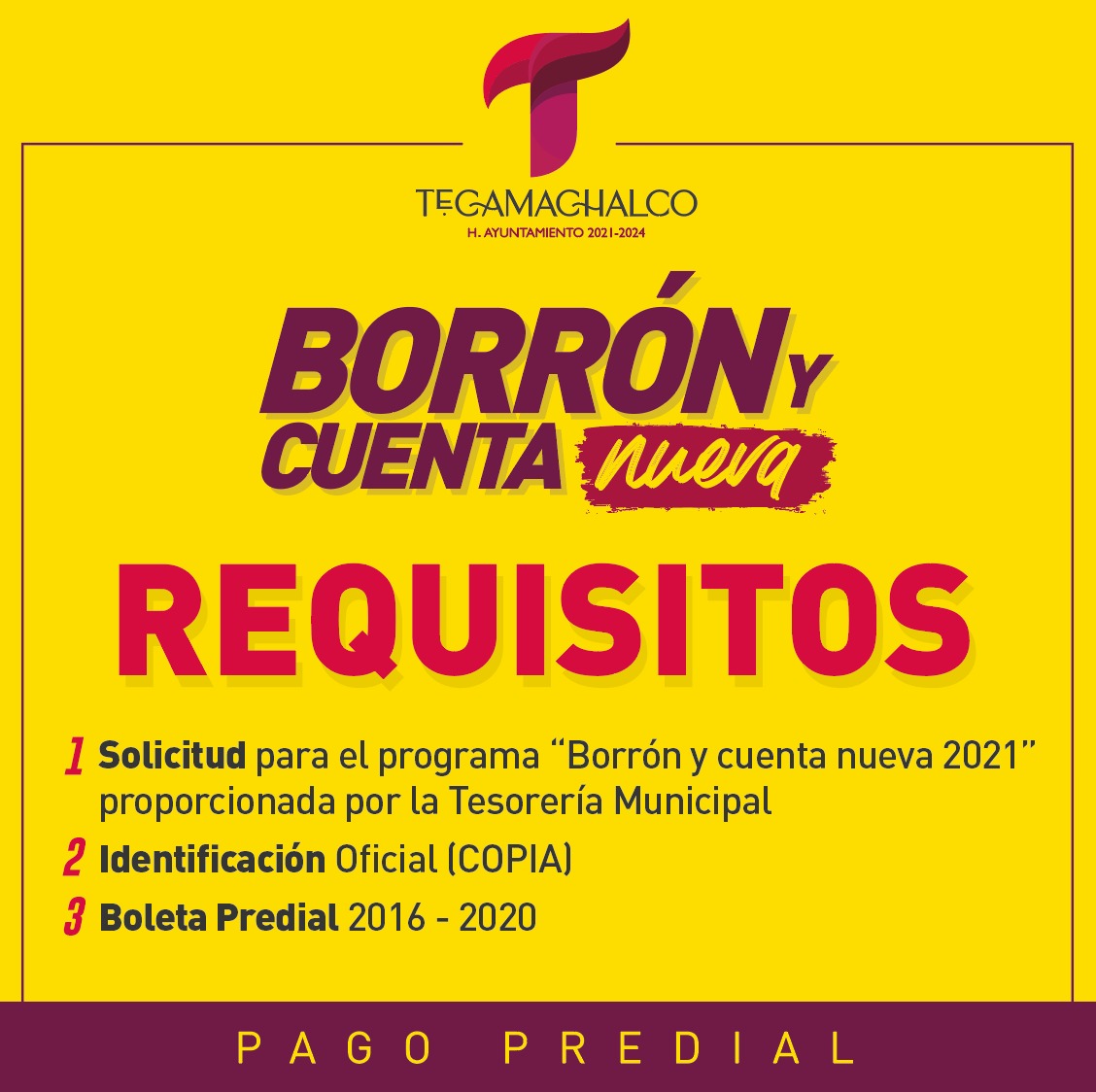 HTecamachalco's tweet photo. 📌¡No olvides pagar tu predial!                                                                                                                      📝 Aprovecha "Borrón y Cuenta Nueva", toma nota de los requisitos .

 #ElGobiernoQueNecesitamos https://t.co/6LZGRJllA2