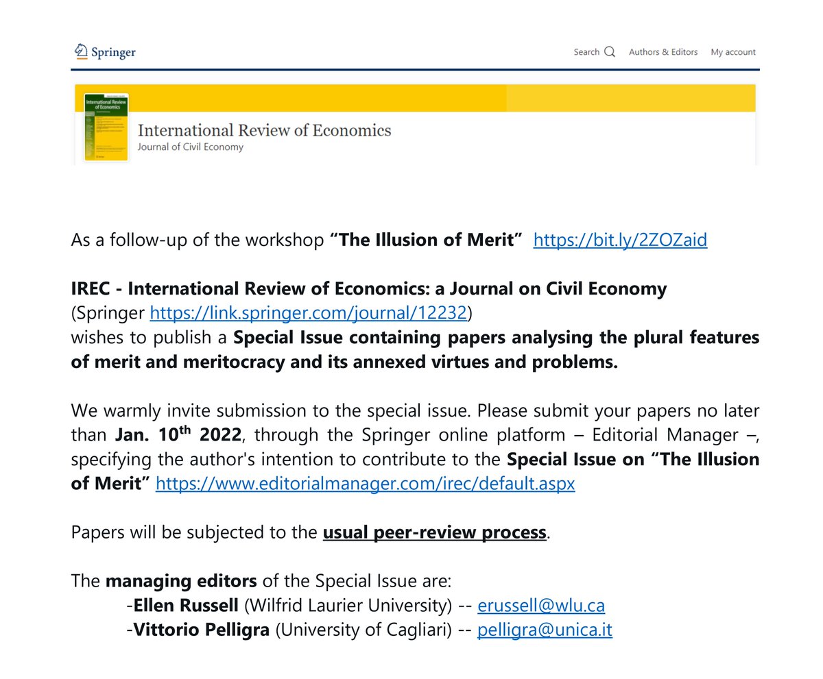 IREC - International Review of Economics tweet media