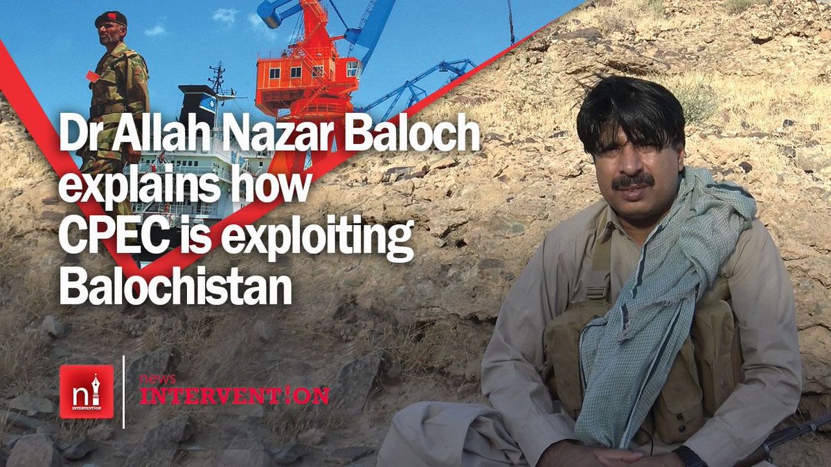 Ldumra596's tweet photo. Multi-billion dollar project #CPEC is a tool to loot #Balochistan.  Watch #NewsIntervention video report to know what Balochistan's revolutionary leader Dr Allah Nazar Baloch said about CPEC.  Click on the YouTube link below https://t.co/pFcnRnf2Ec  #Pakistan  #China #Gwadar https://t.co/9cNUEJsaDJ