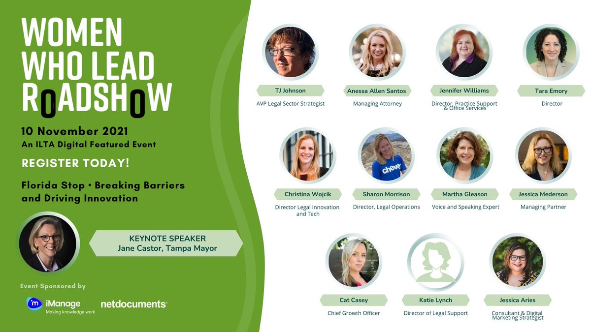 ILTANet's tweet photo. Registration for the Women Who Lead Roadshow event closes on Monday at 5 PM CT! Will you be joining us?
Secure your spot if you haven't: https://t.co/1TkccORRm1!
#ILTARoadie #ILTAWWL #legaltech #womeninlegaltech https://t.co/6BloVciJIK