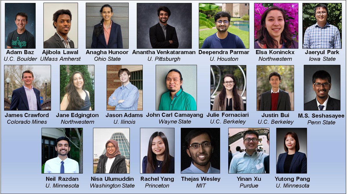 Calling all our CRE peeps, help us congratulate the 2021 cohort for the AIChE CRE travel award for their excellence in research!🎉🎖️ Make sure to keep an eye out for their presentations at #AICHE2021 , we'll keep you updated each day on their talks, so make sure to check back!