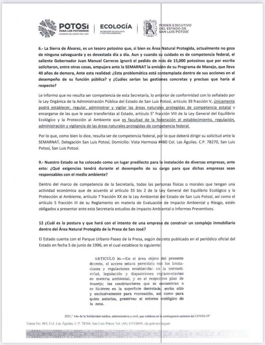 cambioderutaslp's tweet photo. 📌 RESPUESTA del Titular de la @SEGAM_SLP a la Solicitud de posicionamiento que le realizó Cambio de Ruta. https://t.co/zfdjAAhyOF