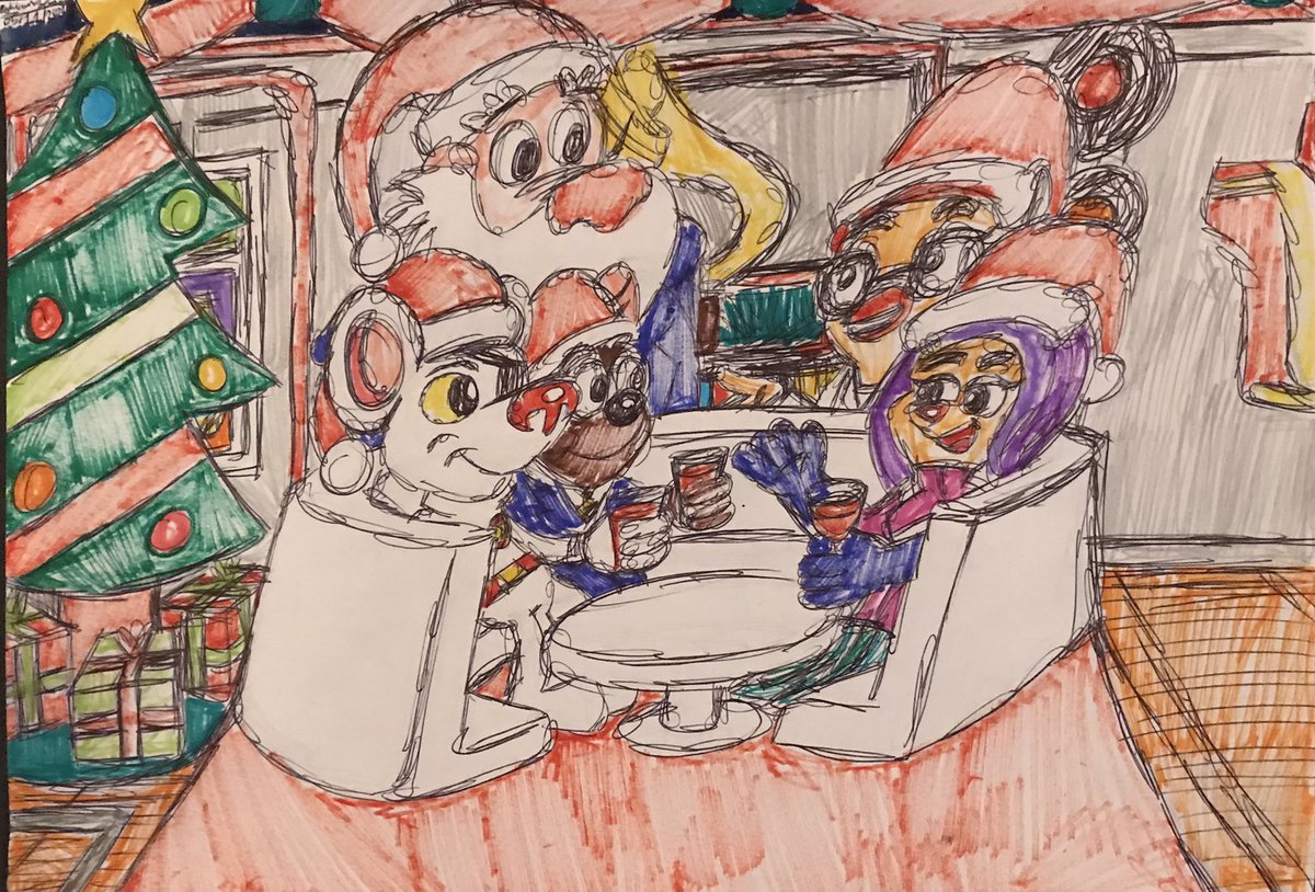 LiamSexton13's tweet photo. Christmas party at Danger HQ
Perhaps the biggest surprise of all was that Jeopardy, who usually has no time for such things, actually came along to the party ๐
#dangermouse
#penfold
#jeopardymouse
#colonelk
#professorsquawkencluck
#christmas
#drawing https://t.co/fylj4LreHs