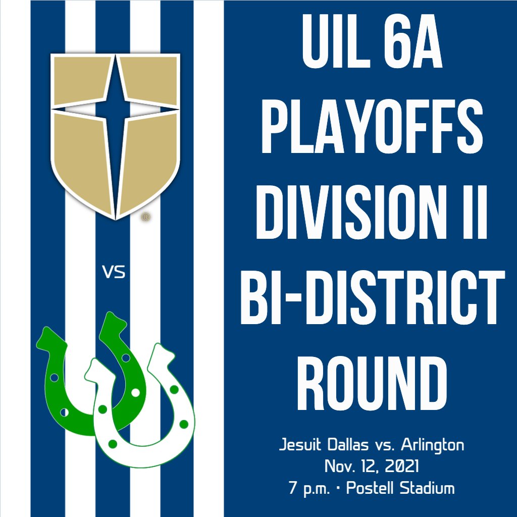 JesuitAthletics's tweet photo. IT IS SET! @JesuitDallasFB will host Arlington H.S. in the first round of the playoffs next Friday at 7 p.m. at Postell Stadium. https://t.co/AD4B1mQ83Q