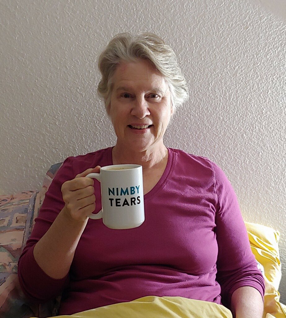 HousingOC's tweet photo. OC @UUTapestry &amp; #HousingHero award winner Rona enjoying her morning coffee in her new upzoned NIMBY Tears mug! We are so thankful for your hard work and support! https://t.co/yGSUELfCRB