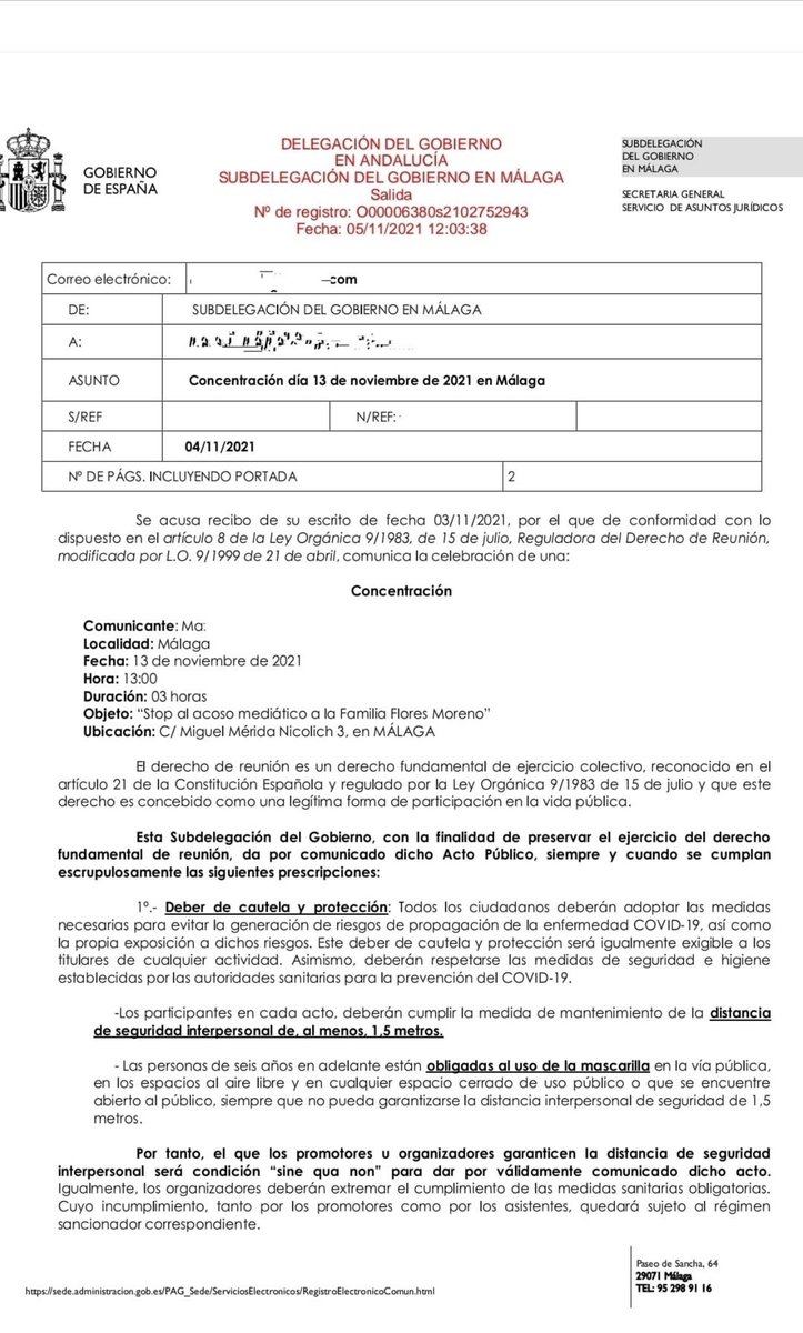 maicavascotw's tweet photo. La Subdelegación del Gobierno de MALAGA ha autorizado la concentración que tendrá lugar el próximo 13 de noviembre a las 13:30 horas en apoyo de la FAMILIA FLORES MORENO Y CONTRA EL ACOSO EN TV. 💣💣💣 VAMOS MAREA AZUL. QUE RULE. https://t.co/lb4QQOYcsw