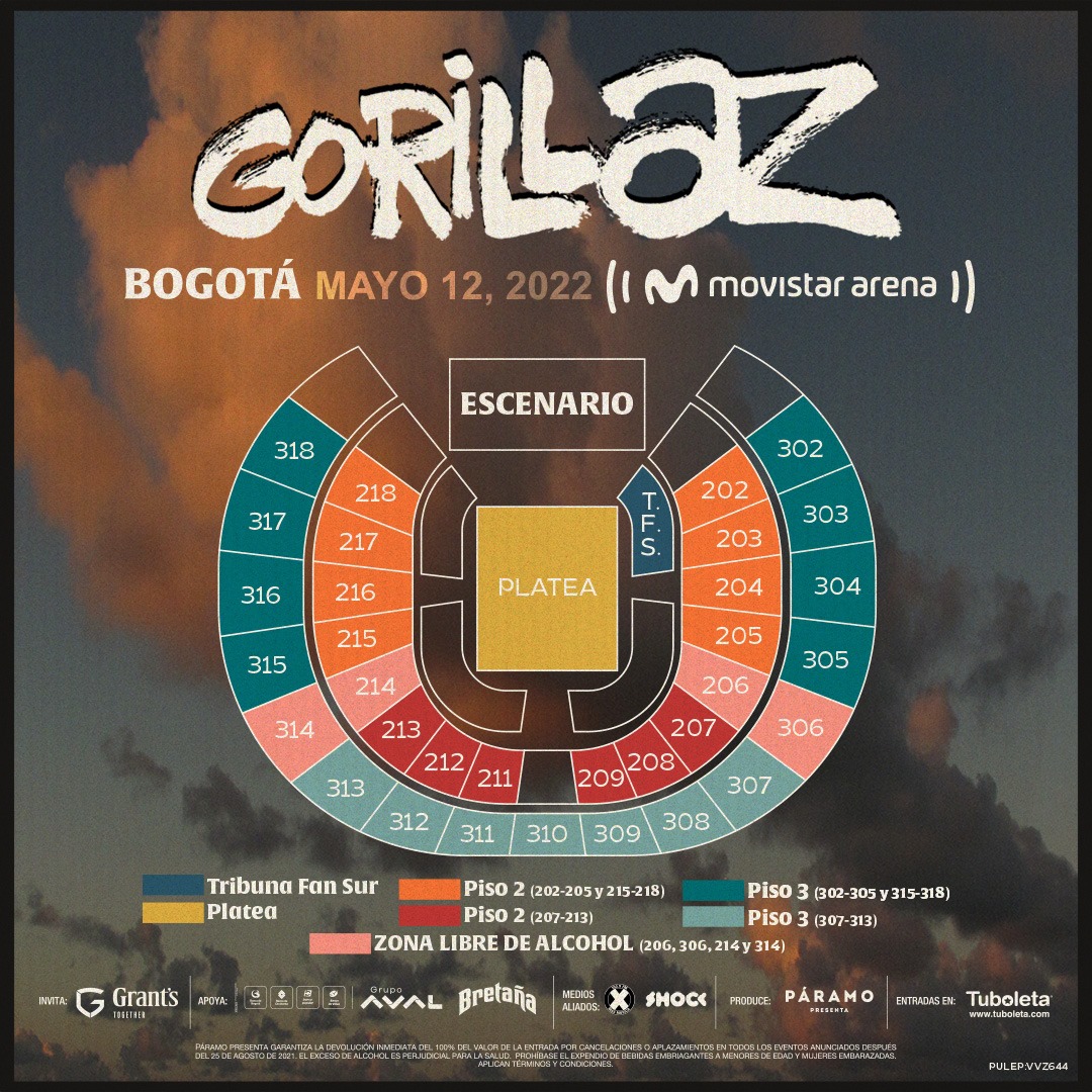 CulturaRock_Tv's tweet photo. #NoticiasCulturaRock Ya los amigos de #ParamoPresenta nos presentan el valor de la boleteria para el regreso de @gorillaz a Colombia en Mayo de 2022 https://t.co/7xtY4MQAxl