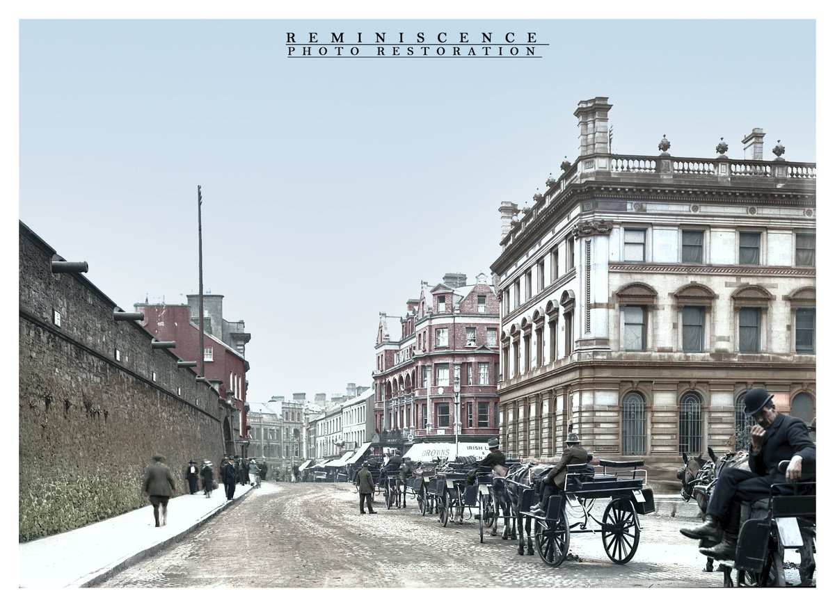 reminiscenceco's tweet photo. Guildhall square looking towards Waterloo place c1910
#Derry #Ireland #cityofderry #derrycity #oldderry #derryhistory #walledcity #derrygirls #historyincolour 
Photo: NMNI 
Coloured: 2021 https://t.co/pU3kCiabLy