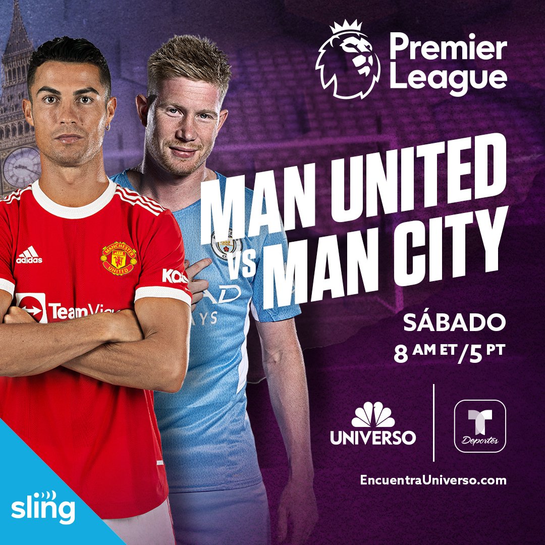 SlingDeportes's tweet photo. ¿Este sábado 6 de noviembre ya tienes planes con tu familia? 🧐 Nada mejor que ver el Derby de Manchester por @NBCUniverso, disponible en el paquete Best of Spanish 🏴󠁧󠁢󠁥󠁮󠁧󠁿🏆
⏰ 8 AM ET | 5 AM PT
#Universo #NBCUniverso #PremierLeague #ManchesterUnited #ManchesterCity #DerbyManchester https://t.co/AhGE2UyCFs