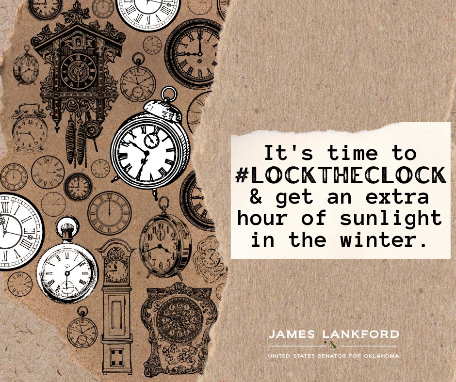 Sen. James Lankford (@senatorlankford) on Twitter photo Sunday we Fall Back into less sunlight. <a href="/marcorubio/">Marco Rubio</a>  and I have introduced the Sunshine Protection Act to #LockTheClock and keep Daylight Saving Time permanent. 
Keeping our extra hour of sunlight really is that simple – it’s time to get it done. Sunday we Fall Back into less sunlight. <a href="/marcorubio/">Marco Rubio</a>  and I have introduced the Sunshine Protection Act to #LockTheClock and keep Daylight Saving Time permanent. 
Keeping our extra hour of sunlight really is that simple – it’s time to get it done.