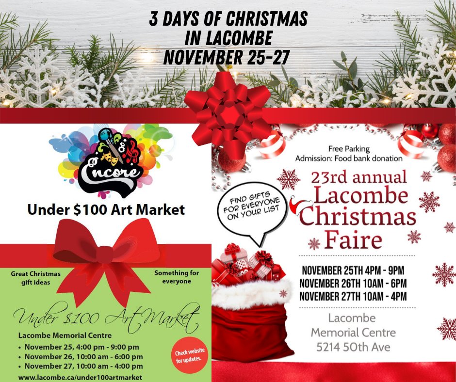 EncoreLacombe's tweet photo. Arts &amp; Culture Happenings in Lacombe in November! - https://t.co/clkQ7xKI7y https://t.co/dpvDSePM6a