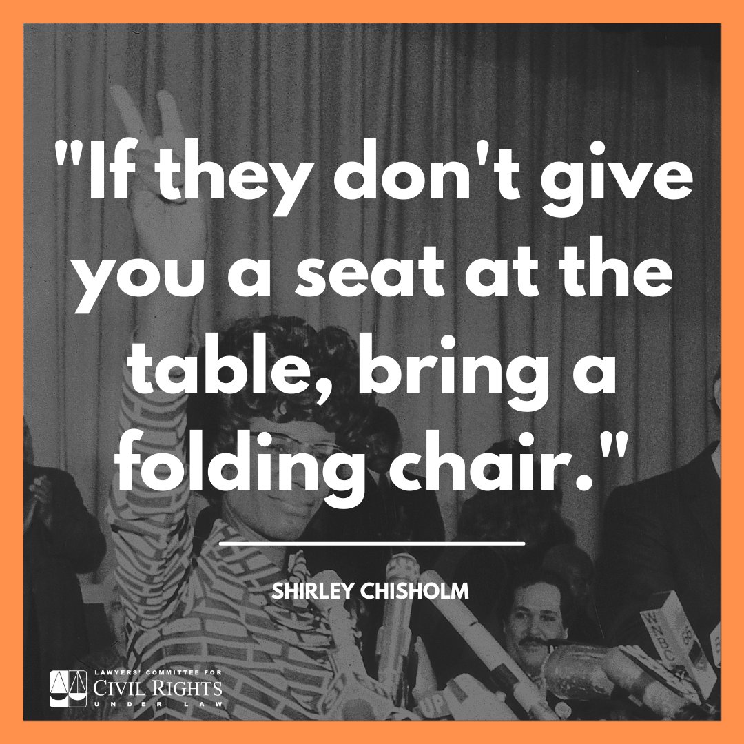 LawyersComm's tweet photo. #OTD Shirley Chisholm made history as the first Black woman elected to Congress 53 years ago. 

We honor her and remember her incredible legacy today and every day. https://t.co/50FLTnSqkt