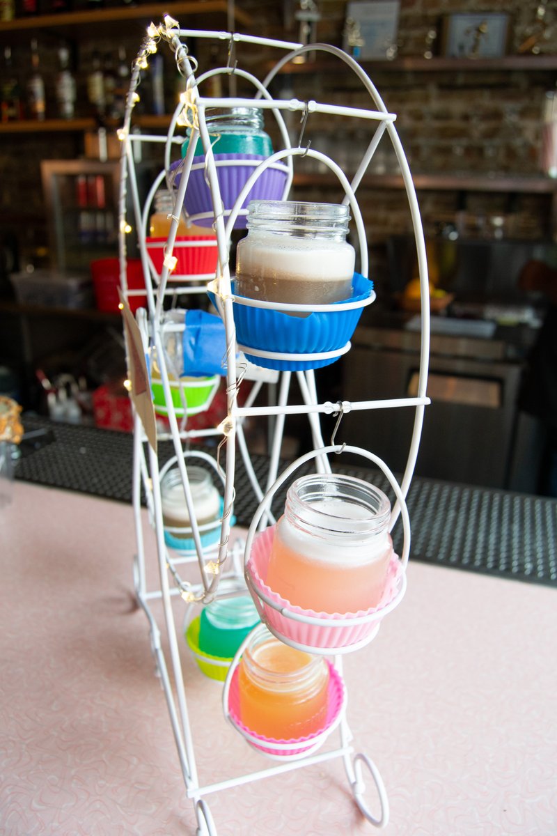 Weekends just got more fun with the Flying Squirrel Cocktail Wheel 🎡 

Each cocktail wheel comes with eight 2 oz servings of four of our popular signature cocktails to make your bowling nights more boozy 😏 Reserve your bowling lane by heading to pinksquirrelbar.com