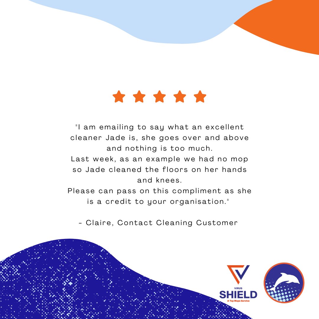 We're back with #feedbackfriday 

Well Done to Jade for this absolutely fantastic feedback given last week 👏🏻🐬⭐️

#welldone #feedback #contractcleaning #topmops