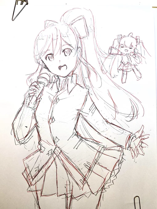 初音ミクさんお絵描き中♪¶(⁄•˅̮•∖)⁋ 