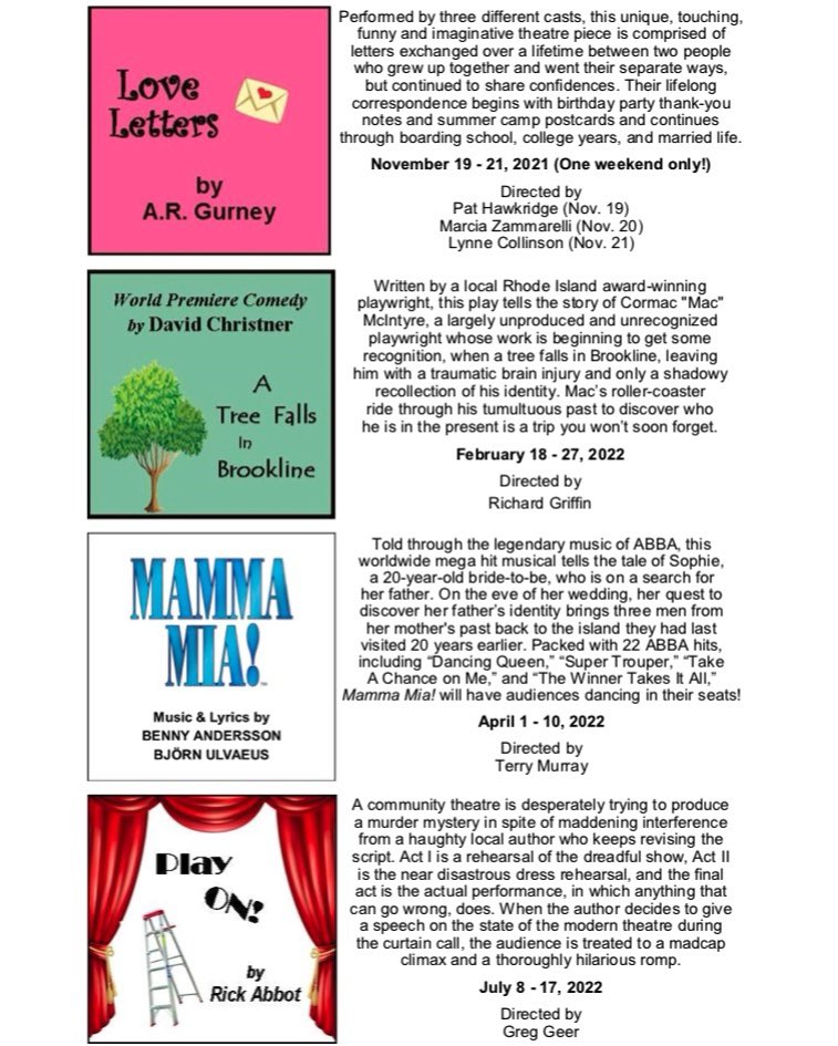 TCPlayersRI's tweet photo. At long last, Rhode Island's oldest community theater, The Community Players, is proud to announce their much-anticipated 100th Anniversary Season! #tcp100

BUY A MEMBERSHIP AND SAVE! https://t.co/6lSqSmovVT

Our COVID-19 Policy: https://t.co/wf8Ms2sz0F https://t.co/5KJ8yu2XhP