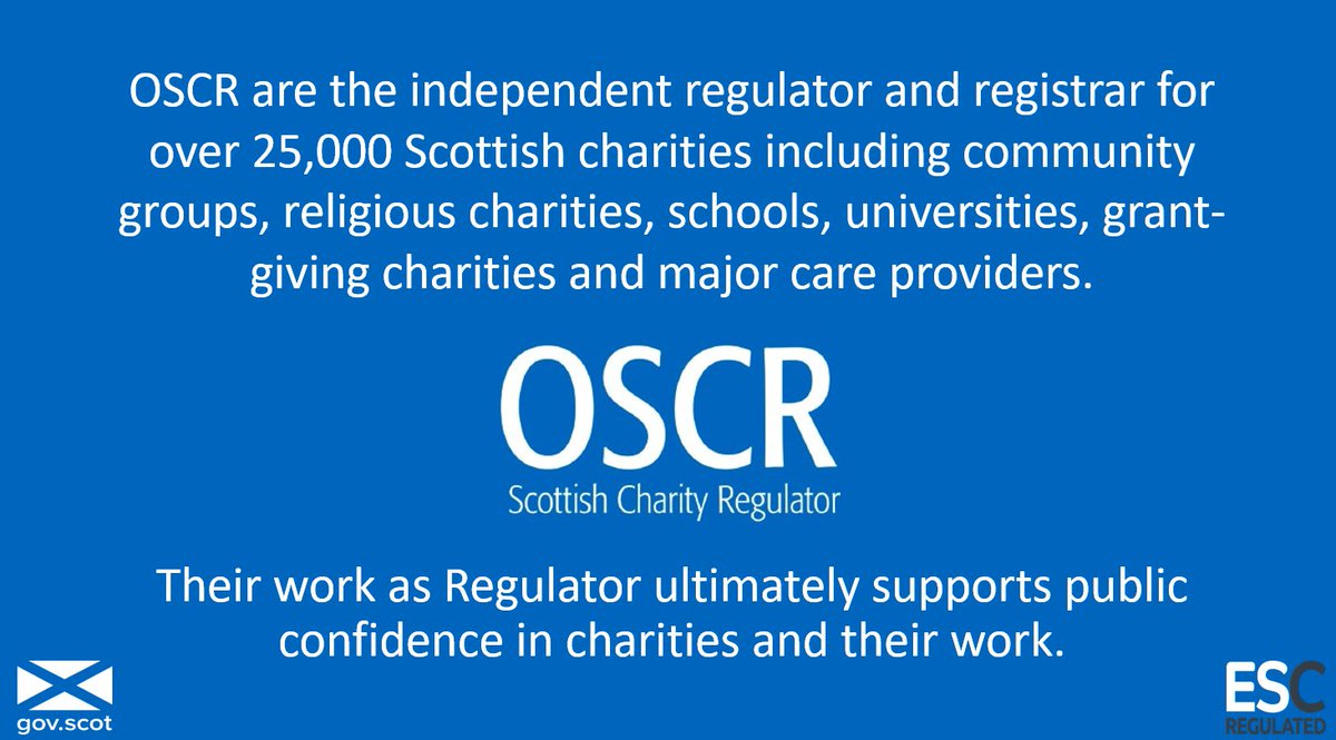 📢 <a href="/ScotCharityReg/">OSCR</a> are looking for FIVE new members to join their Board! Are you interested, or know someone who might be? Pass it on! For more information and to apply, see: bit.ly/3bKuYaU