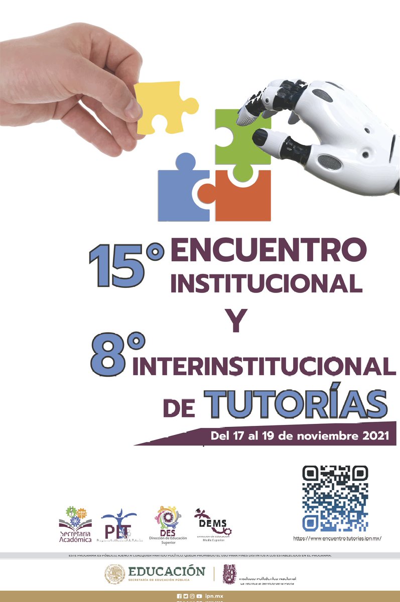 #quizas_te_interese el #IPN a través de la Secretaría Académica los invita a participar  en nuestro #15EncuentroInstitucionaly8InterinstitucionaldeTutorias
 no olvides registrarte en:
 encuentro.tutorias.ipn.mx
Debes registrarte antes del
 12 de Noviembre
