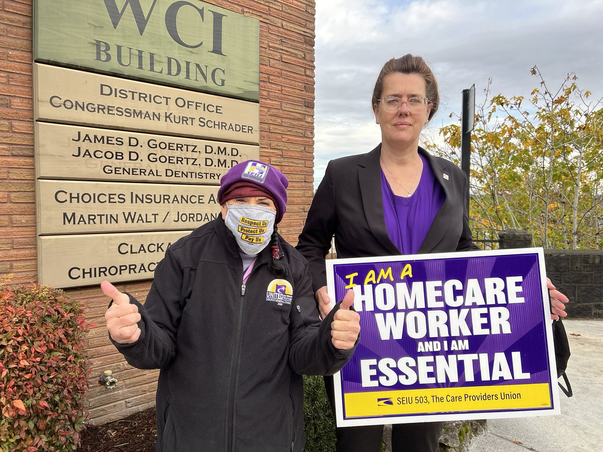 SEIULocal503's tweet photo. It’s time to vote @RepSchrader. Oregon’s care homecare workers are watching. #BuildBackBetter https://t.co/2YddLkpFJY