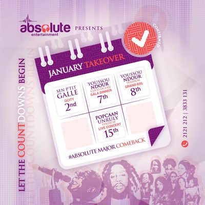 AbsoluteEGm's tweet image. #AbsoluteComeBack #AbsoluteEvents 
#JanuaryTakeover #PtitGalle #YoussouNdour #Popcaan