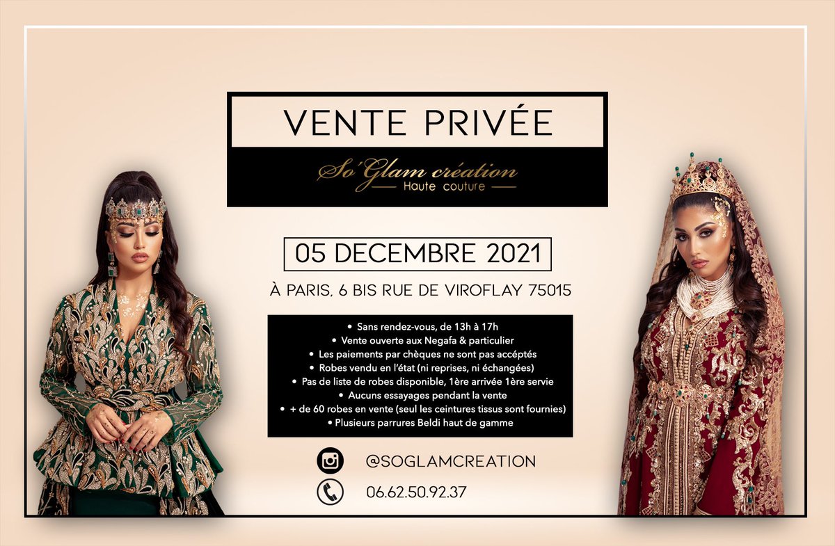 soglamcreation's tweet photo. 😍🤩 VOUS L’AVEZ ATTENDU, LÀ VOILÀ 😬🥰 #venteprivee @soglamcreation le 05 décembre 2021 #caftan #karakou #robe #mariage #negafa #ziana #teamsoglam #love #dress #beauty #marocaine #algerienne #maroc #algerie #caftanmarocain #karakoualgerien https://t.co/uFJqevlL73