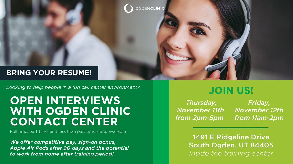 Looking to help people in a fun call center environment?

Come join us on Thursday, November 11th, from 2pm-5pm and Friday, November 12th from 11am-2pm for an open interview. #HIRINGNOW