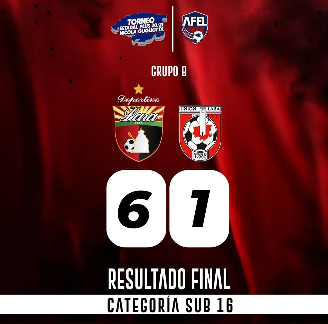 DeportivoLara's tweet photo. #TorneoEstadalPlus | #CuartosDeFinal | #Sub16 | #DeportivoLara 6-1 #UnionLara | ¡FINAL DEL PARTIDO! 🙌🏼👏🏼 ¡Victoria para el rojinegro! 😃

#DaleDEPOR 🔴⚫ https://t.co/OF5kCSUjgL