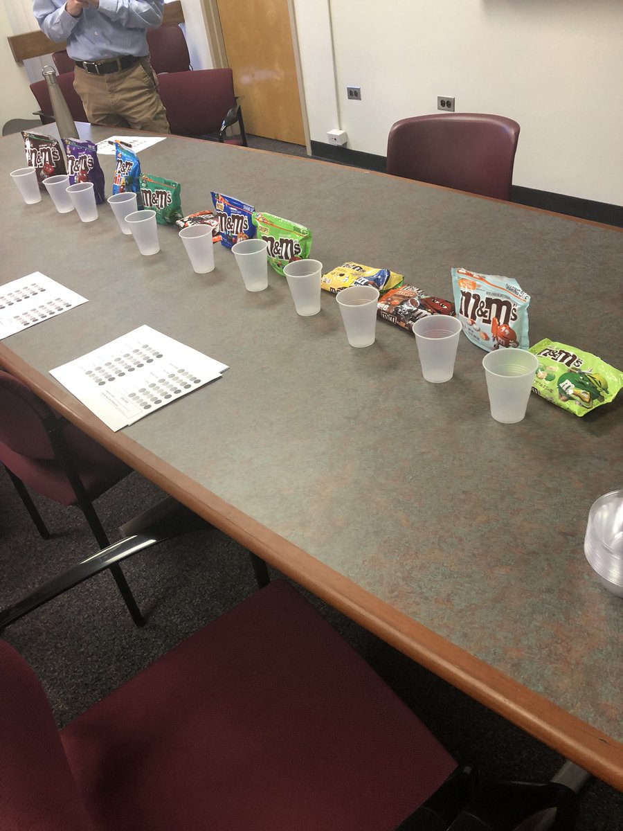 Part 1 of our M&M tasting, 11 different flavors including cookies & scream and vanilla orange. Some quotes include “this is worse than Chardonnay” “did this expire” “I’m feeling a little sweaty” “this is outrageous” #wellnessevent #IDTwitter @mmschocolate #NotEndocrineApproved