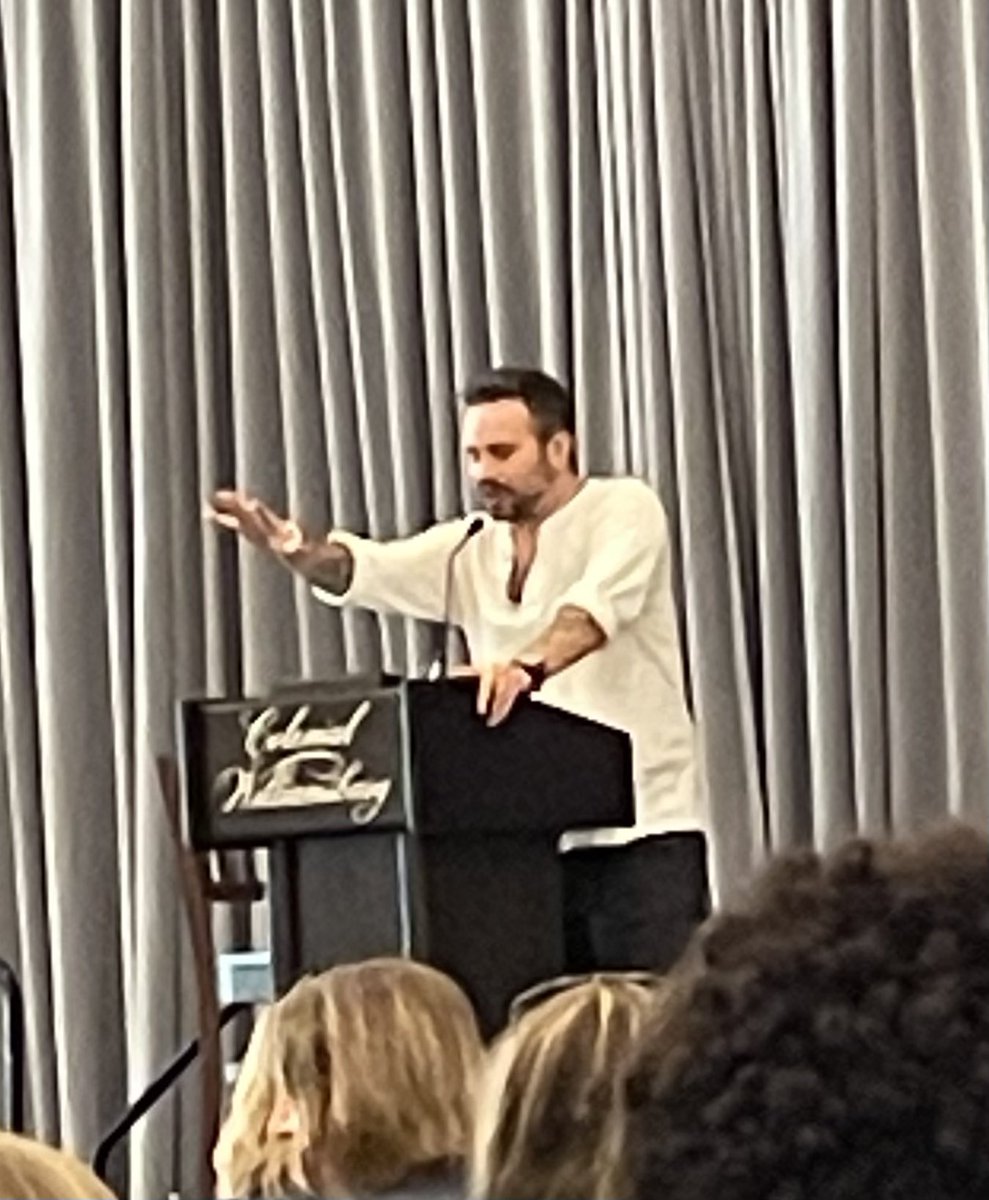 TaughtytheHokie's tweet photo. “Librarians are the keepers of our nations values. I can’t imagine having the power you do to teach our children the stories and information. Librarians have the most amazing power.”  Author Jeff Zentner #VAASL21 @jeffzentner 🤓❤️ https://t.co/ID0HZd1ocS