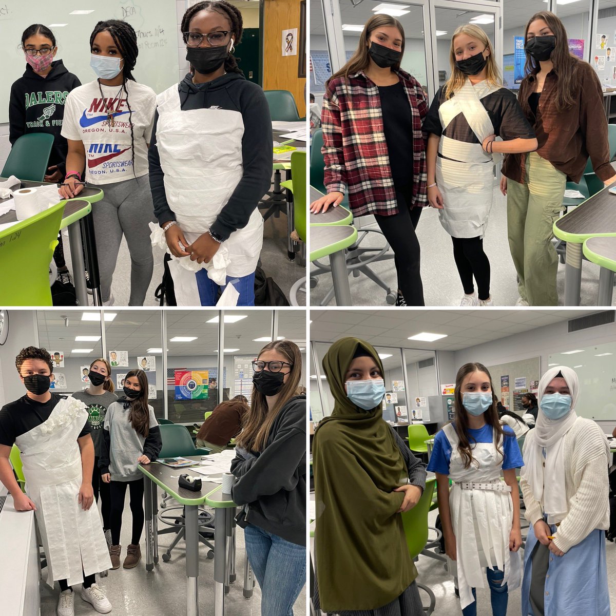 dmcwright730's tweet photo. Fashion Merchandising students designing and creating Toilet Paper Fashion to reinforce Garment Styles &amp; Parts Vocabulary #tpwrightfashion2021 #cte #businessed #ilovemyjob #fashionmerch @IntegratedLrng @WeAreDalers #dalers https://t.co/kkwZ7q9lEd