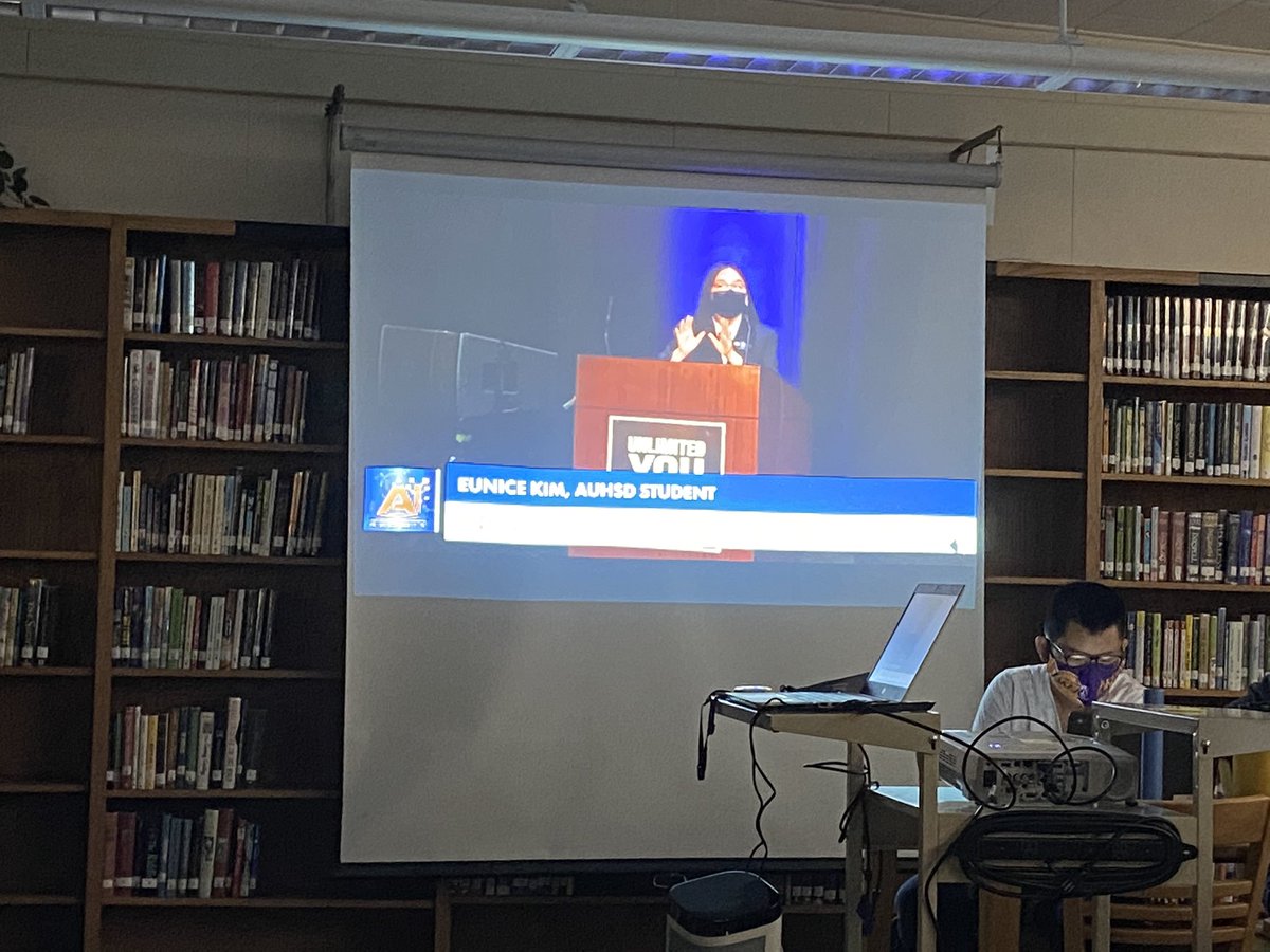 Ali_Bruner's tweet photo. AUHSD AI Summit virtual field trip today for our a Walker Vikings! “We need to challenge the bias of AI technology and recognize the dark side of AI” Eunice Kim, AUHSD student https://t.co/XAYK4Ydd8t