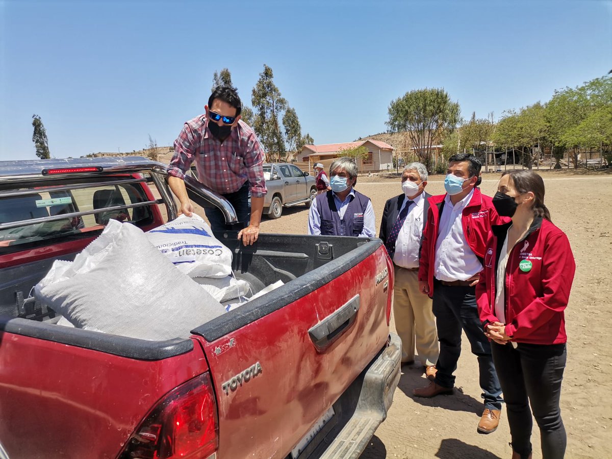 Indap_coquimbo's tweet photo. En #Ovalle con la presencia de Ministra @meryundurraga, Delegado Presidencial @ignaciopinto y DirReg @josepulvedalara estamos beneficiando a9⃣5⃣productores ganaderos del sector de #Chalinga con alimentación para sus animales🐐🐑
¡Nos desplegamos por toda la #RegiónDeCoquimbo! https://t.co/hP5bJ5qxBF