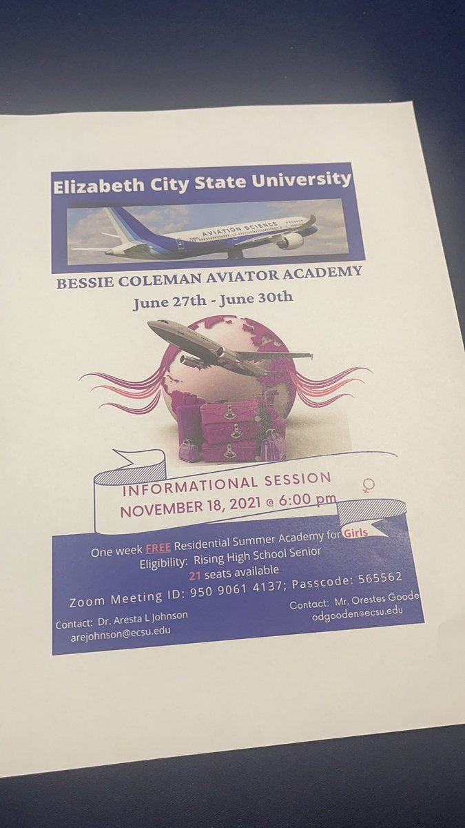 OAHolleyEDU's tweet photo. Dr. Johnson presenting on educational opportunities for younger students (Linked In Learning) and @ECSU Aviation Program efforts to increase females in the field of aviation! #BlueTableTalk #VikingPride https://t.co/Yn131iFUpN