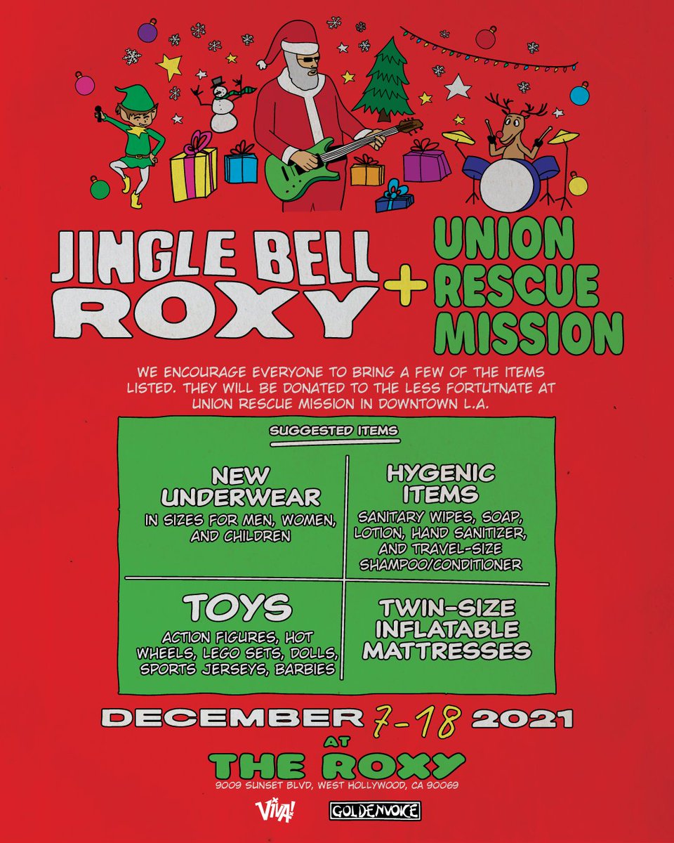 theroxy's tweet photo. Each of our Jingle Bell Roxy shows will host a donation drive that benefits @unionrescuemission π Check out our recommended items and let's continue to spread that Roxy cheer β€οΈοΈπ Tickets for all #JingleBellRoxy shows are on sale NOW!!
https://t.co/9xvHZYYGba https://t.co/ccqzbJc0fq