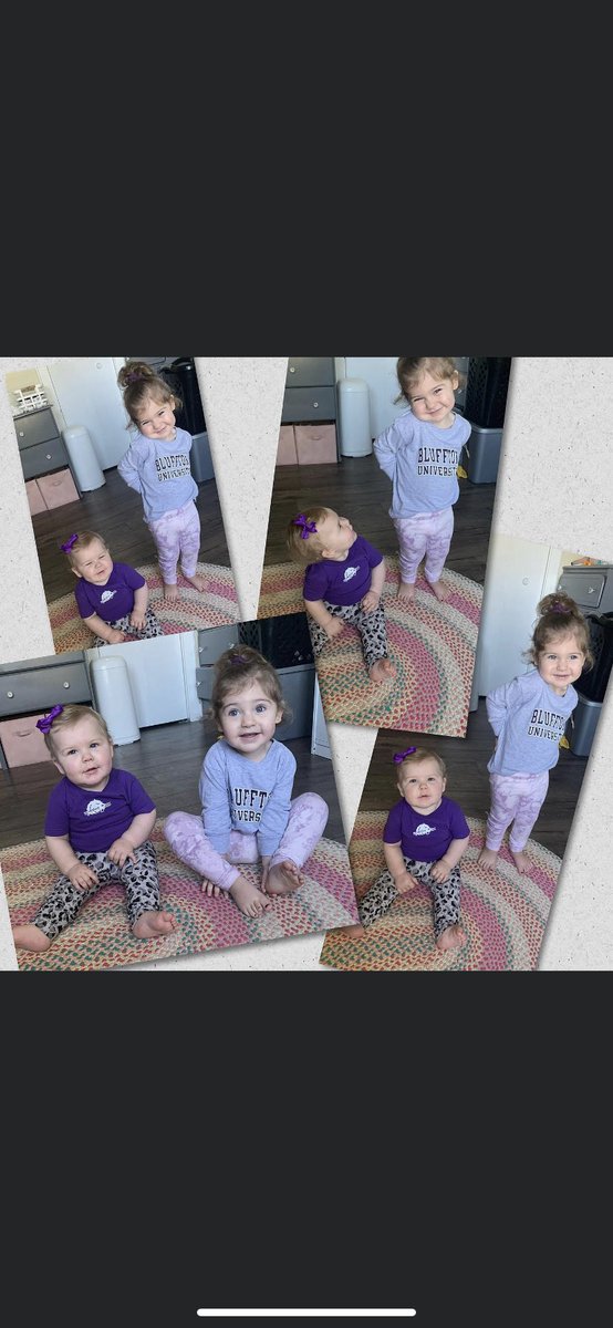 BlufftonSB's tweet photo. My adorable nieces supporting the Bluffton Softball ladies. They can’t wait for spring to see the ladies in action 🤍💜 https://t.co/C0iYULv6zU