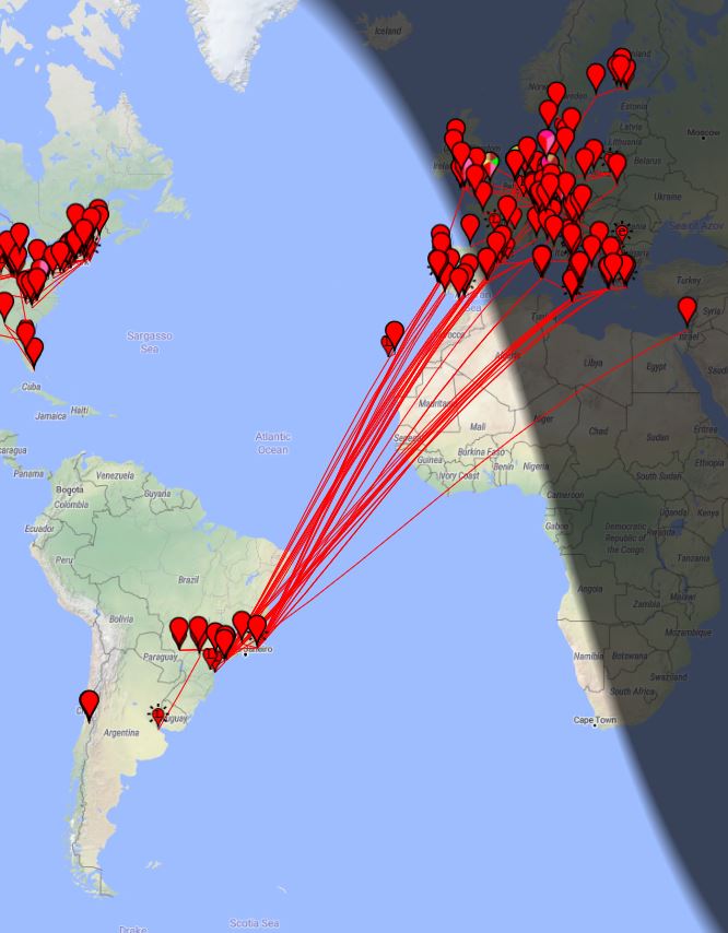 sp5xmu's tweet photo. NOW ‼️This time First Trans-Equatorial Propagation #TEP on #50MHz in Solar Cycle 25 from S-W Europe to Brazil 🇧🇷 #PY1MHZ @PY2XB #PY2GN and more I need still to wait for this propagation 😬😤@ei7gl #hamr #dx @Six_Addict @SixMeterFunCLUB @UKSMG @DX_World @DXInformation @SP4K SSN 28 https://t.co/F7kWuVJ23s