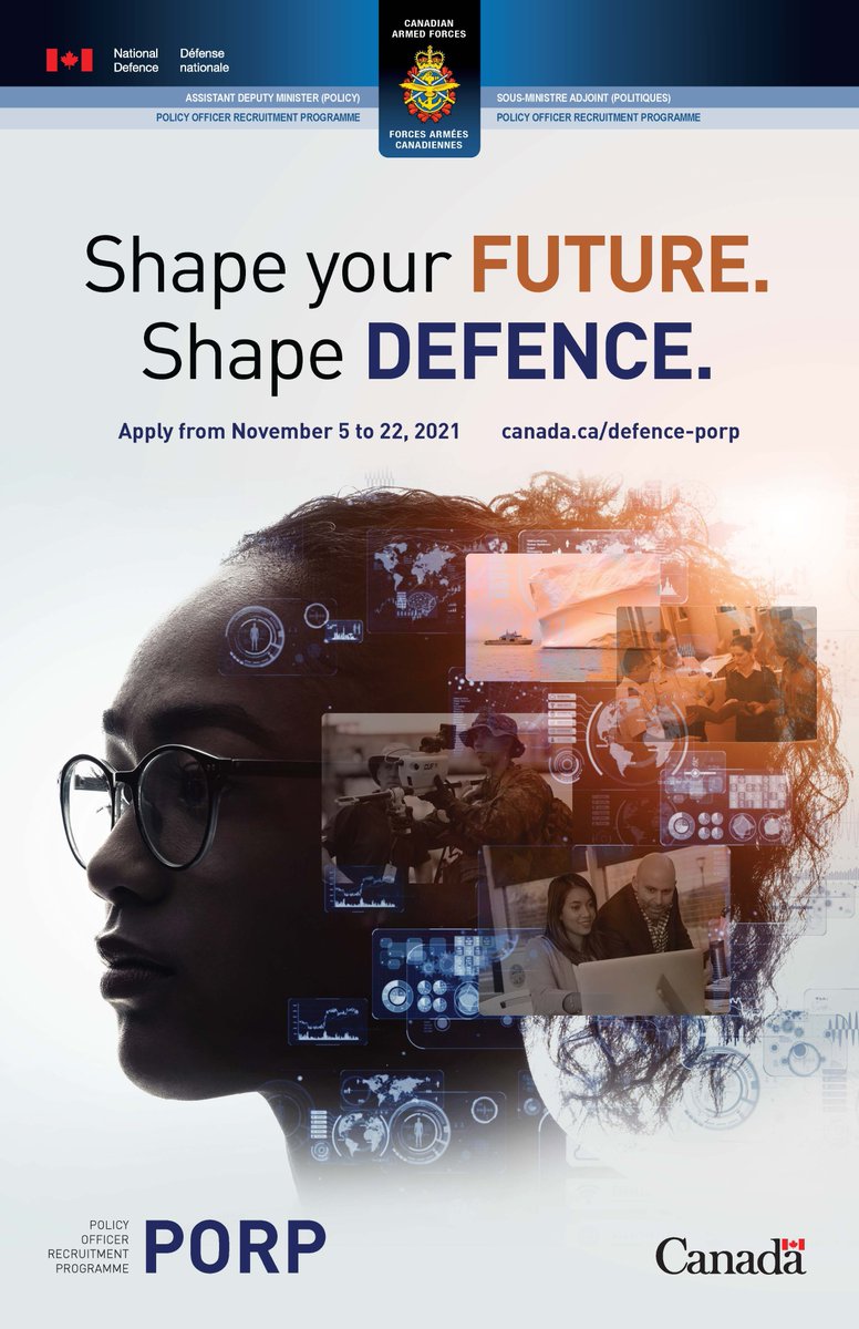 DSF_Group's tweet photo. @NationalDefence's Policy Officer Recruitment Program opened today!

 Make sure to check out their info sessions and don't forget to apply by November 22, 2021!

See poster for more details or check out the website: https://t.co/GdFYEDkpaI https://t.co/gyg6enO56h