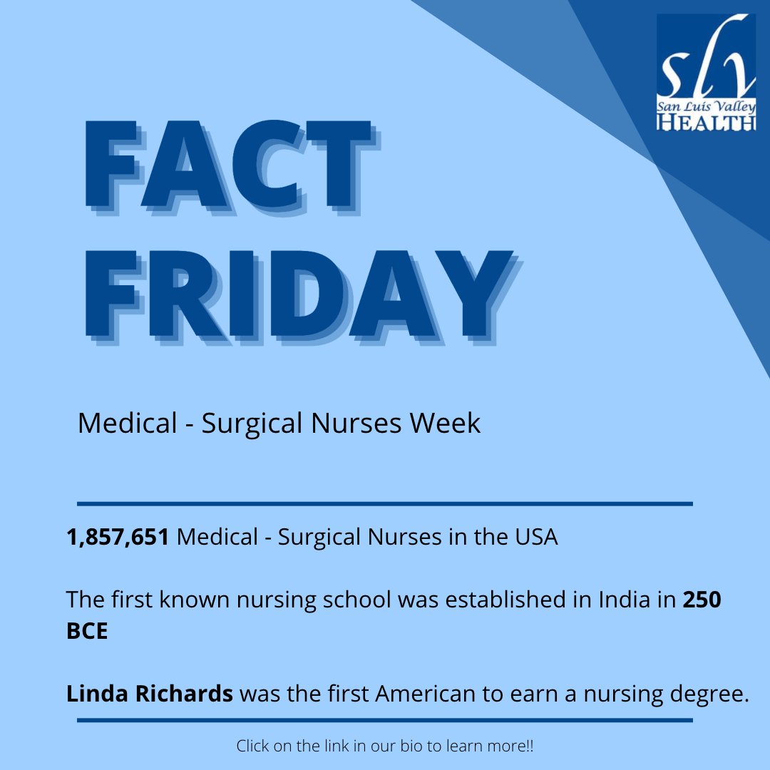 SLVHealth's tweet photo. #slvh #factfriday #medsurgnursesweek https://t.co/9PdQ0BRHhi