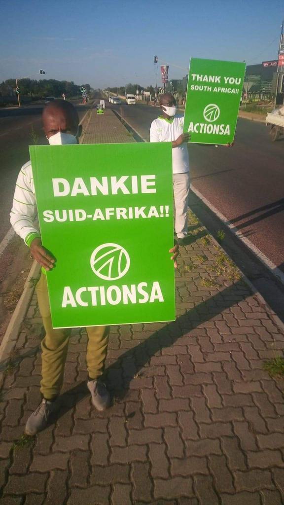 Action4SA's tweet photo. We are back on the ground thanking South Africans.

We will be out across Gauteng and KZN all weekend to say thank you. 

This is only the beginning. Thank you for trying something new 💚 https://t.co/ttC01KKs8W