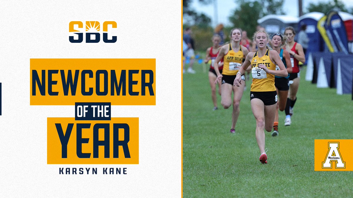 SunBelt's tweet photo. 𝗪𝗢𝗠𝗘𝗡'𝗦 𝗡𝗘𝗪𝗖𝗢𝗠𝗘𝗥 𝗢𝗙 𝗧𝗛𝗘 𝗬𝗘𝗔𝗥.

Karsyn Kane of @AppTF_XC is the #SunBeltXC Women's Newcomer of the Year, finishing 13th at the Sun Belt Championship. ☀️ 👟

📰 » https://t.co/BFn8W4o3GX https://t.co/3FlFXLD2Gc