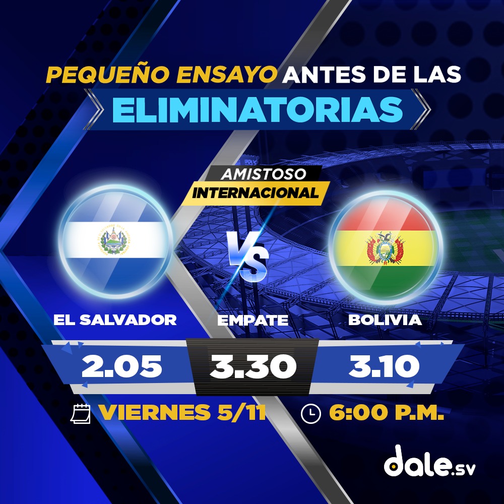 daledeportes's tweet photo. #DaleSelecta | ⚽️ Si eres Azul🇸🇻 de corazón💙 no puedes perderte el encuentro de esta noche...
¿Ya tienes tu mejor pronóstico?
🔵 El Salvador
🟢 Bolivia
✅ ¡Tú también ganas!, haz clic 👉 https://t.co/FpGhfeOMsM https://t.co/jdXstlBnO1